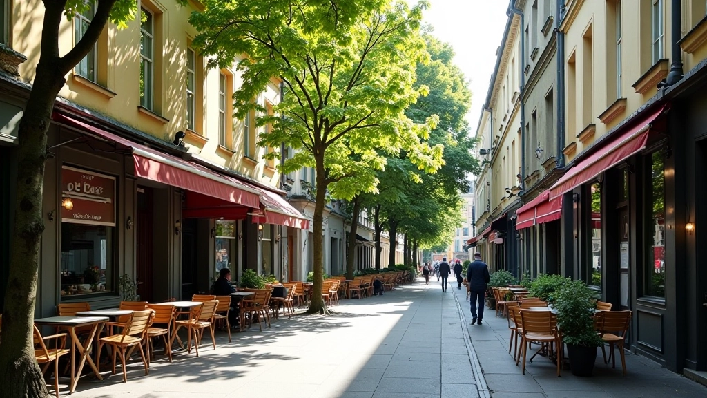 Straße in Prenzlauer Berg mit Cafés