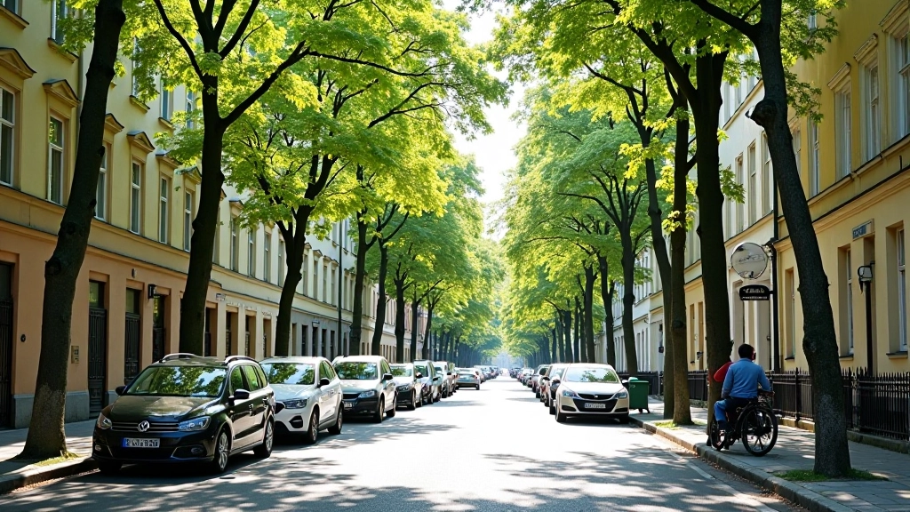 Straßenszene in Berlin Prenzlauer Berg mit historischer Architektur
